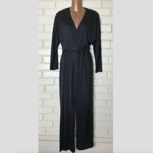 Vintage Caron Black Jumpsuit Fixed Wrap Plunge 4